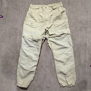 Hook & Tackle Convertible Nylon Fishing Pants Tan Outdoors Hunting Men’s Large